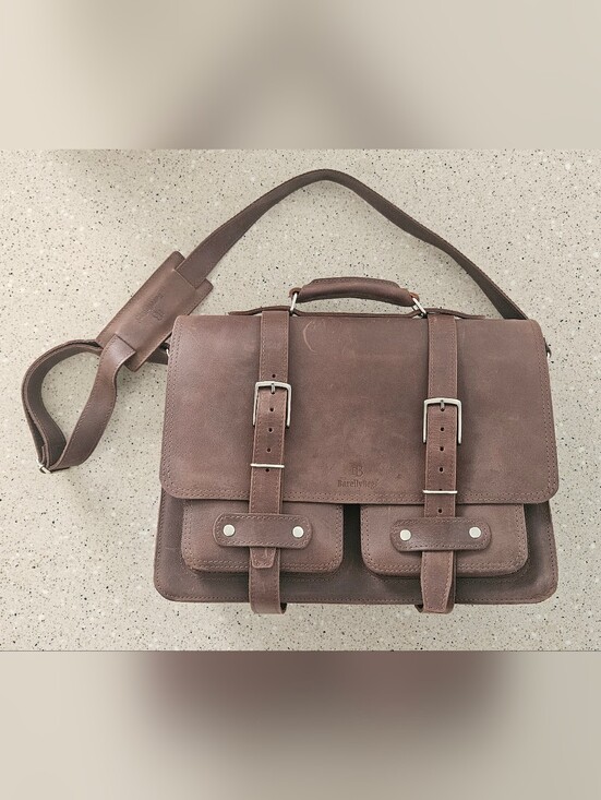 The Unbranded Brand Other - NEW Men's Brown Genuine Leather Messenger Bag Work Briefcase Distressed Style